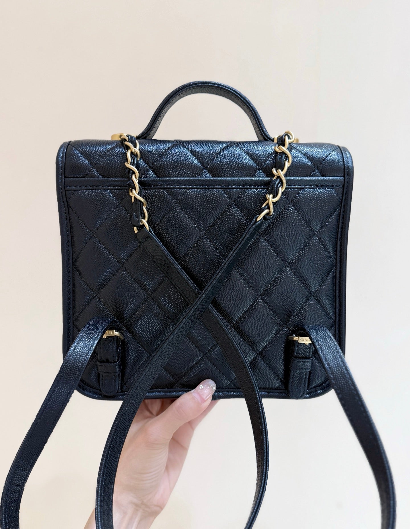 CC 25s Backpack 22 black calfskin