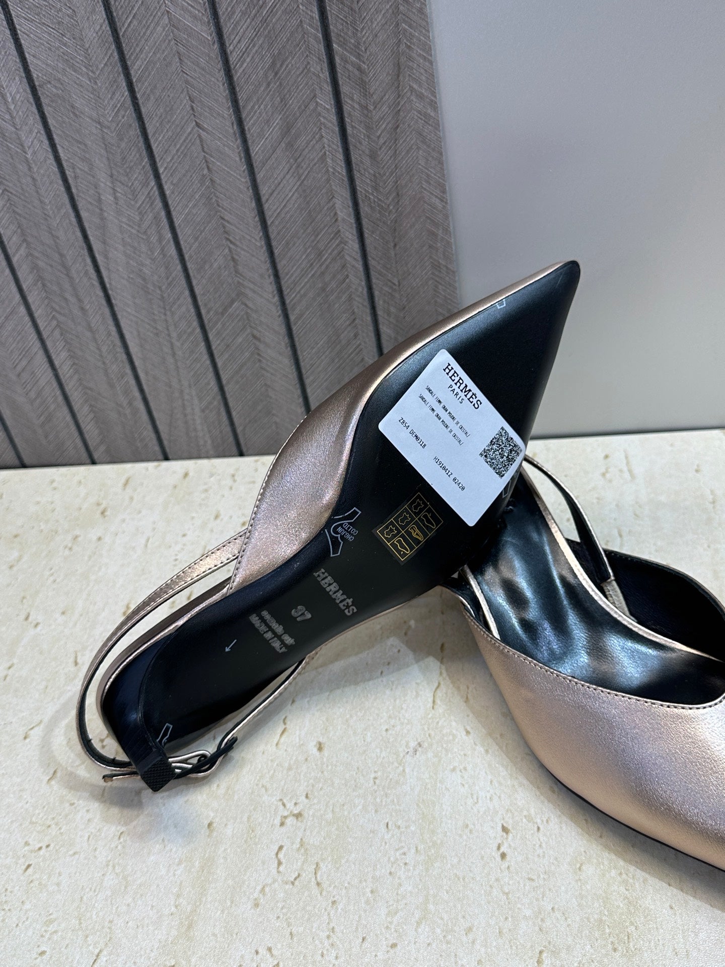 HM Nicoletta Slingback 4cm Sliver Calfskin 830190