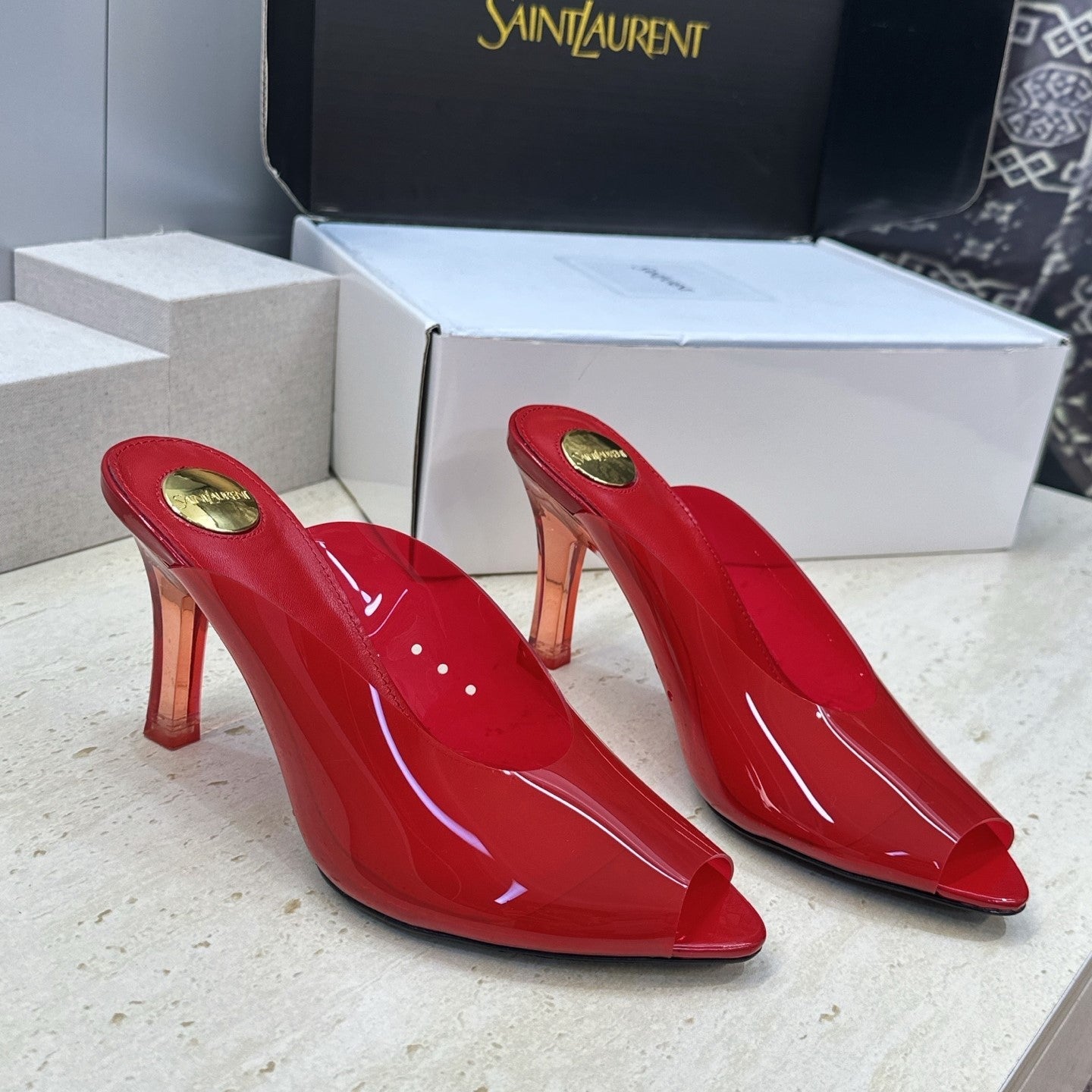 YSL Sabrina Mules 8.5cm Red TPU 959687