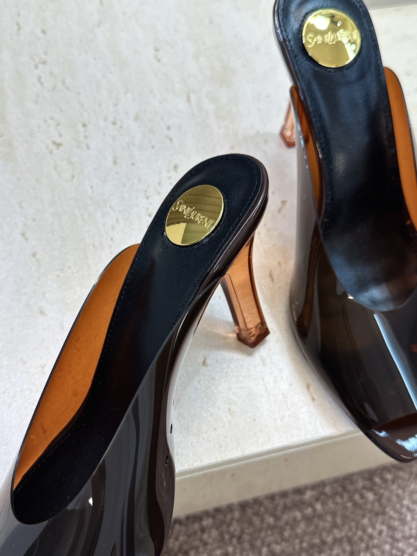YSL Sabrina Mules 8.5cm Brown TPU 959686