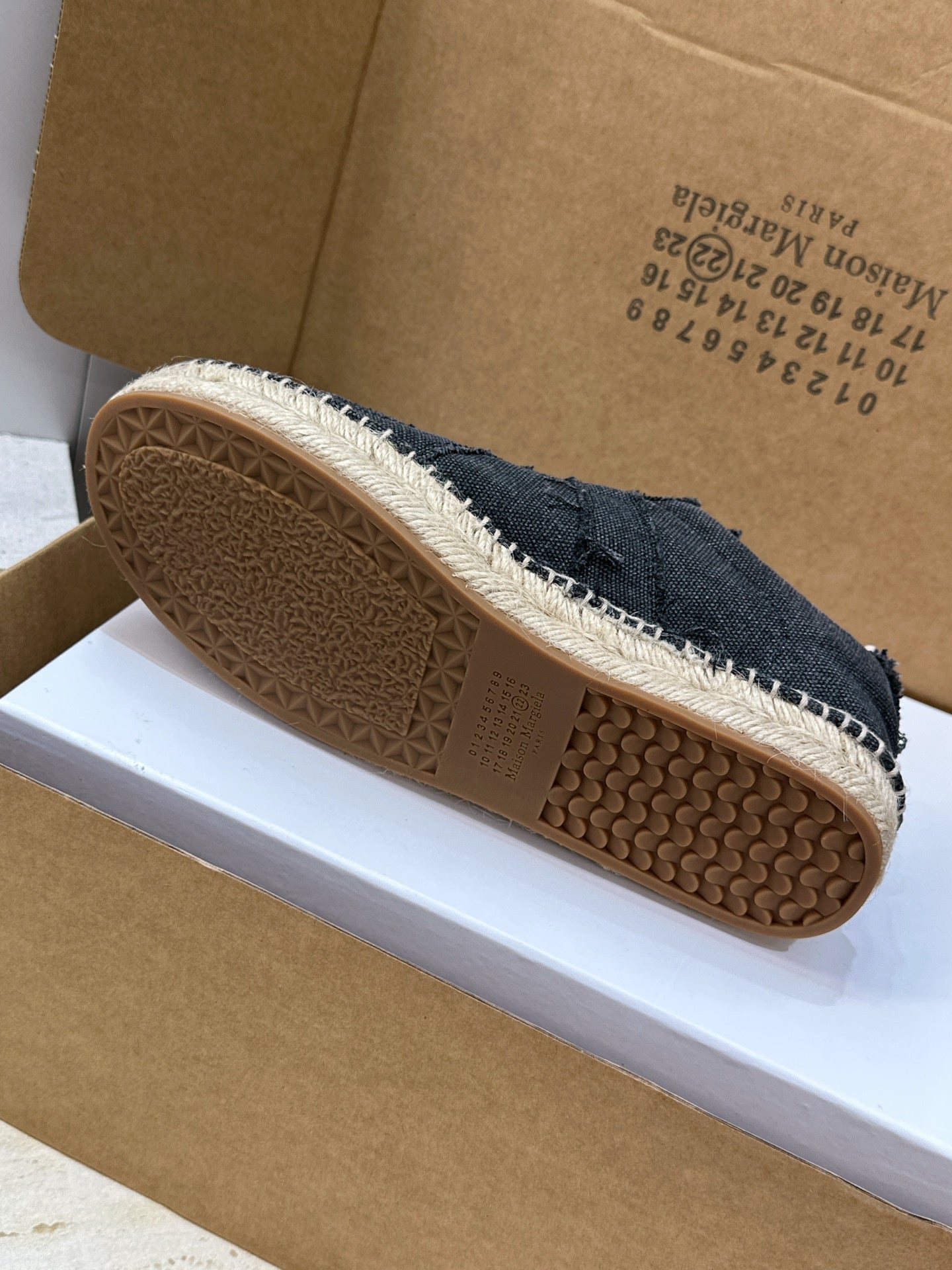 MM6 Replica Frayed Sneakers Grey Espadrille Canvas 959424