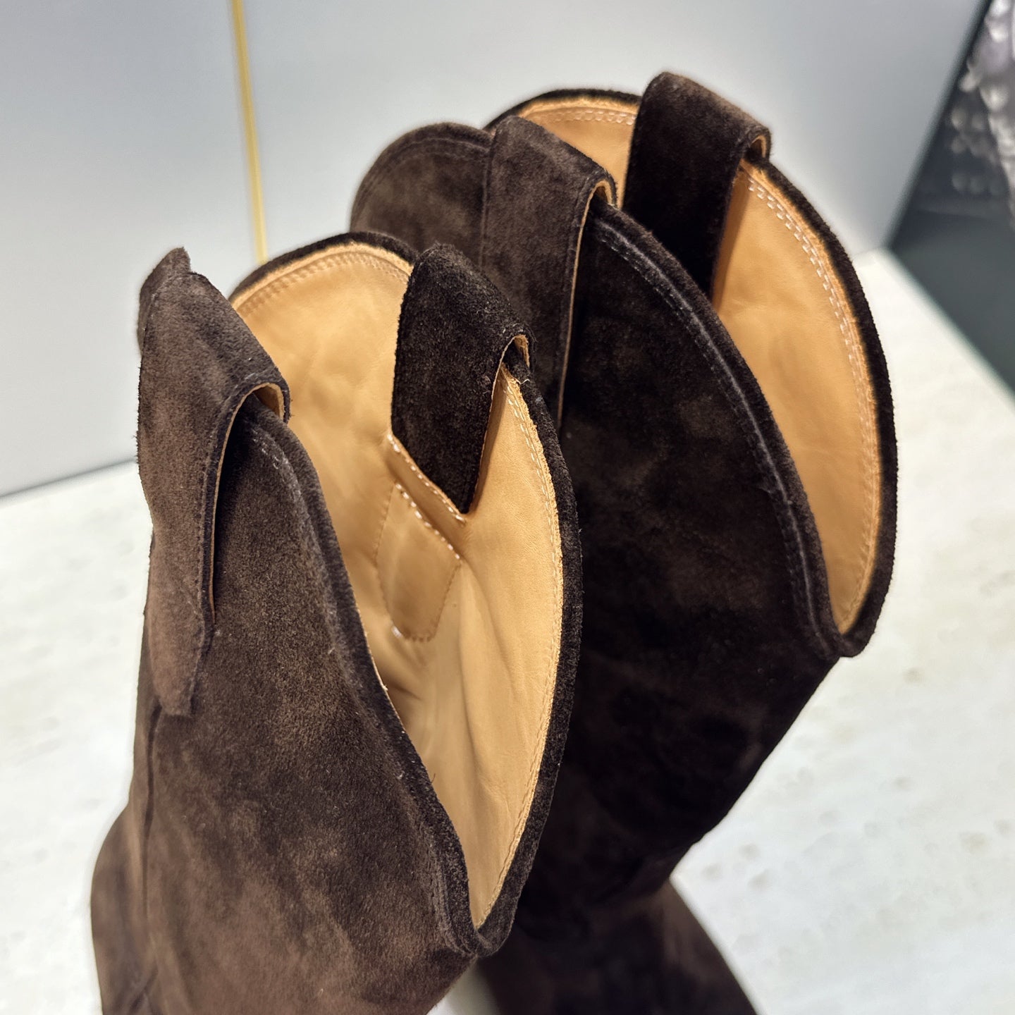 Celine 26s Mid-Calf Boots 4.5cm Brown Suede 959455