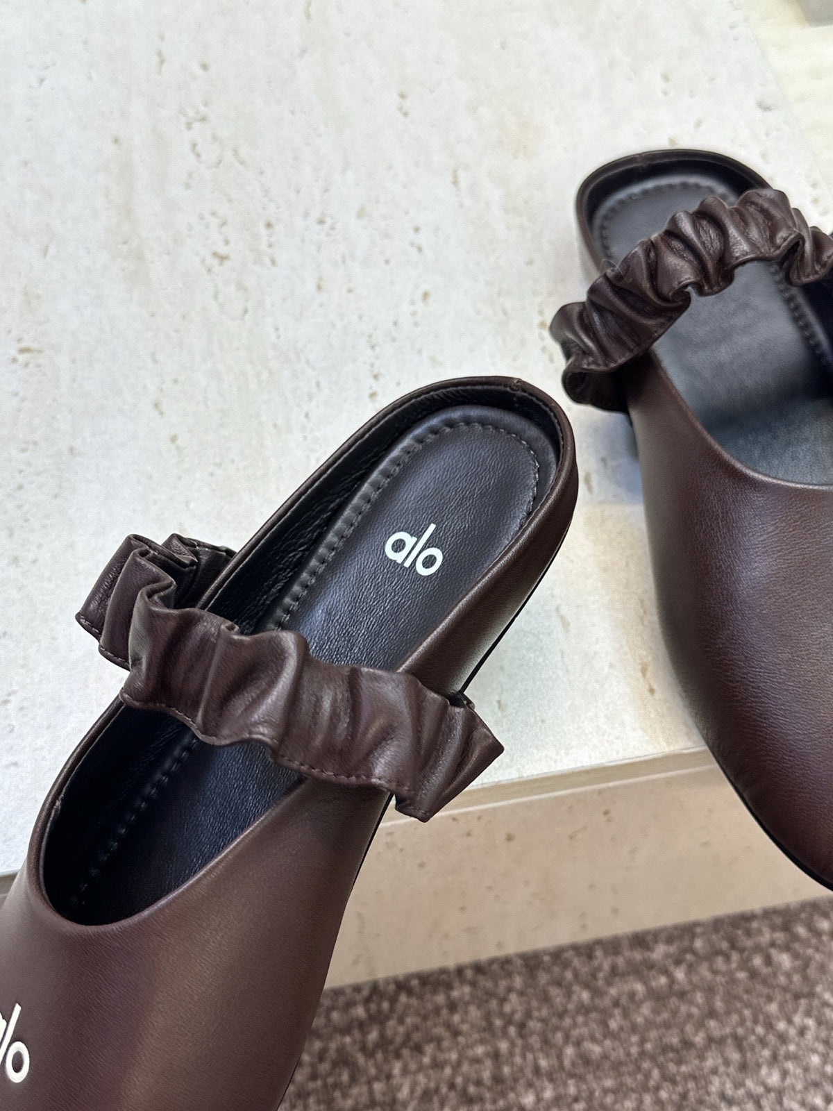 Alo Ballet Mule Espresso Calfskin Leather 118870