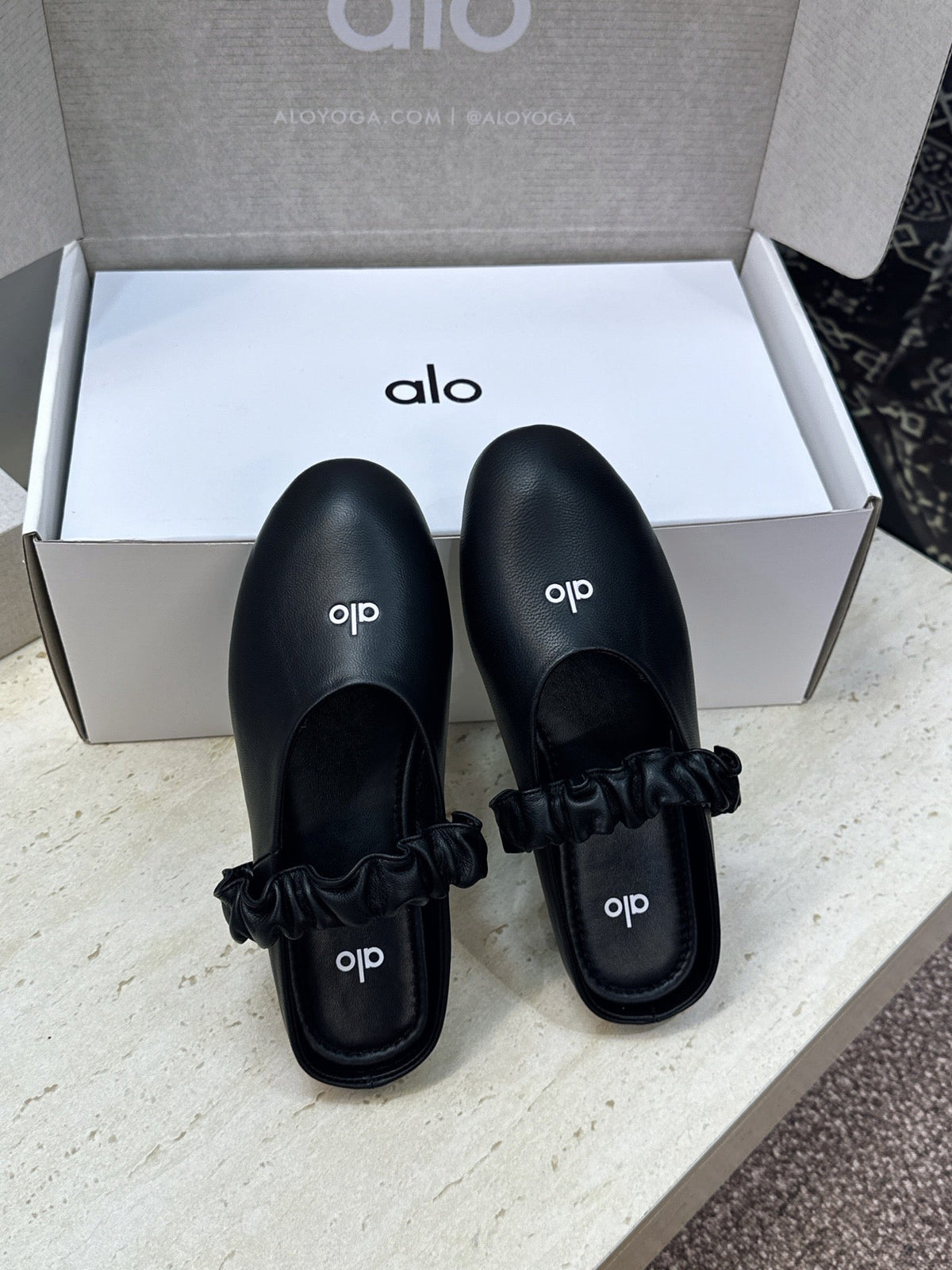 Alo Ballet Mule Black Calfskin Leather 118871