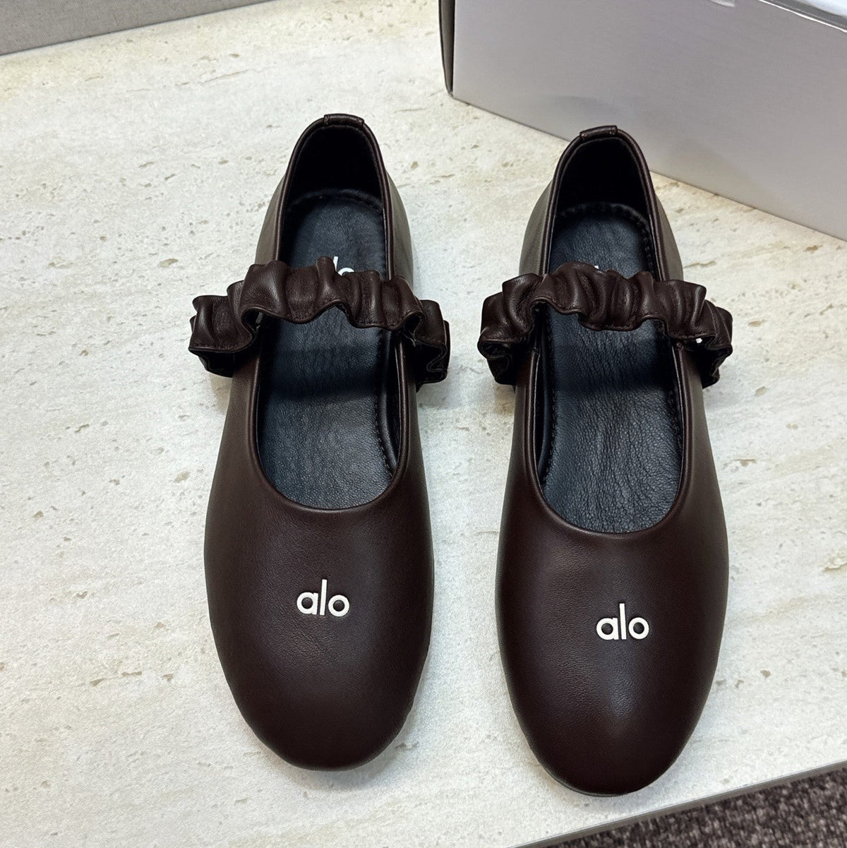 Alo Ballet Flat Espresso Calfskin Leather 118873