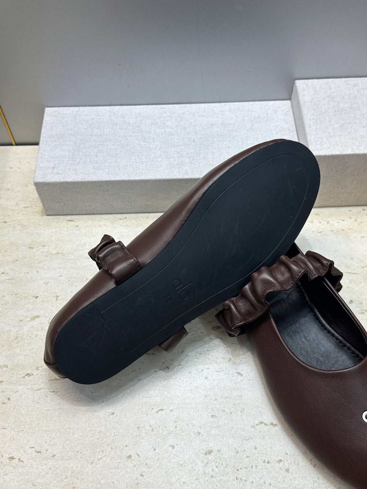 Alo Ballet Flat Espresso Calfskin Leather 118873
