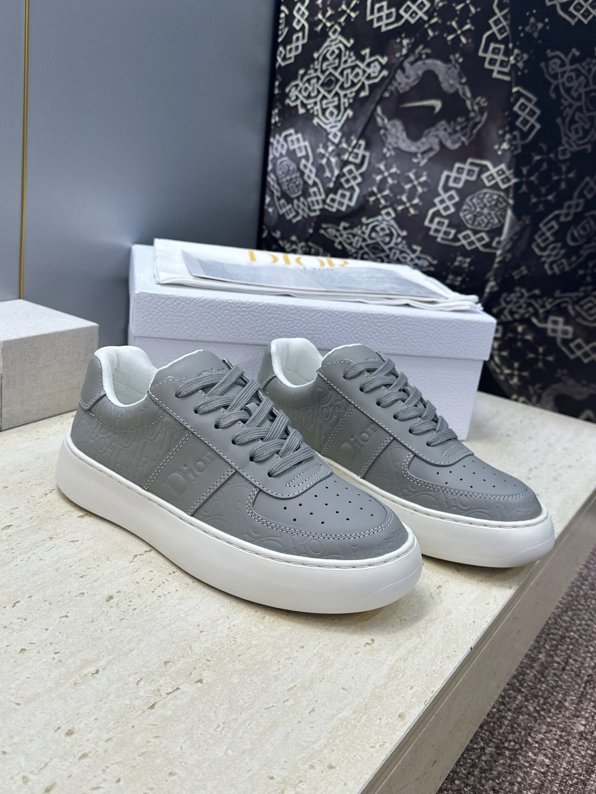 CD 26s Star Sneakers Grey Gravity Embossed Leather 118414