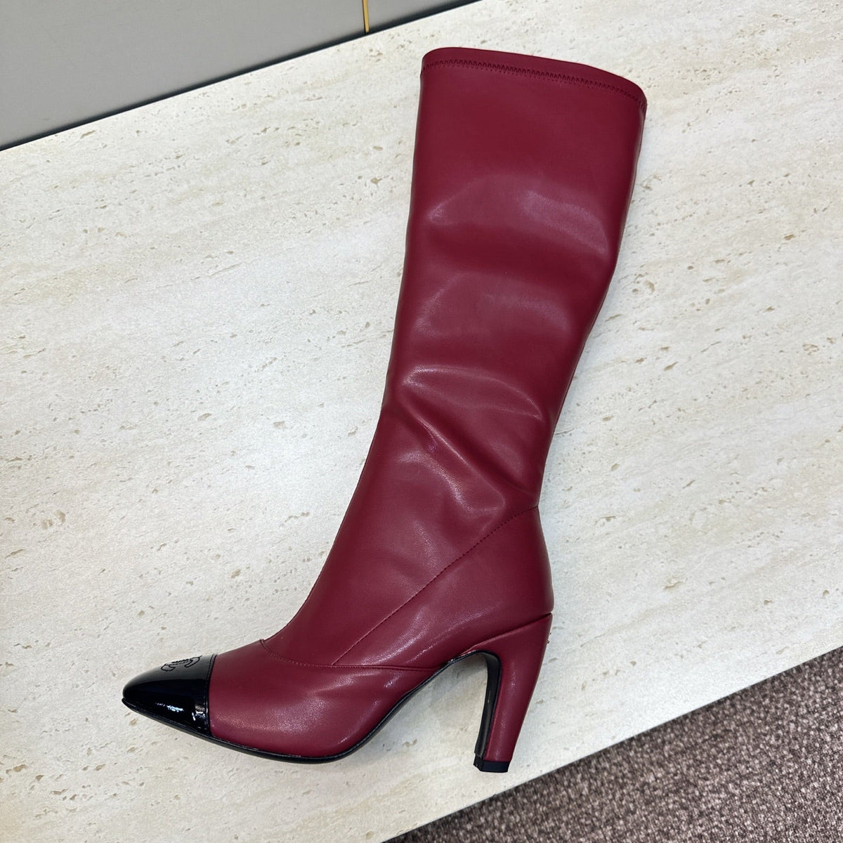 CC 26S Knee High Boots 9cm Red Lambskin Patent 118735
