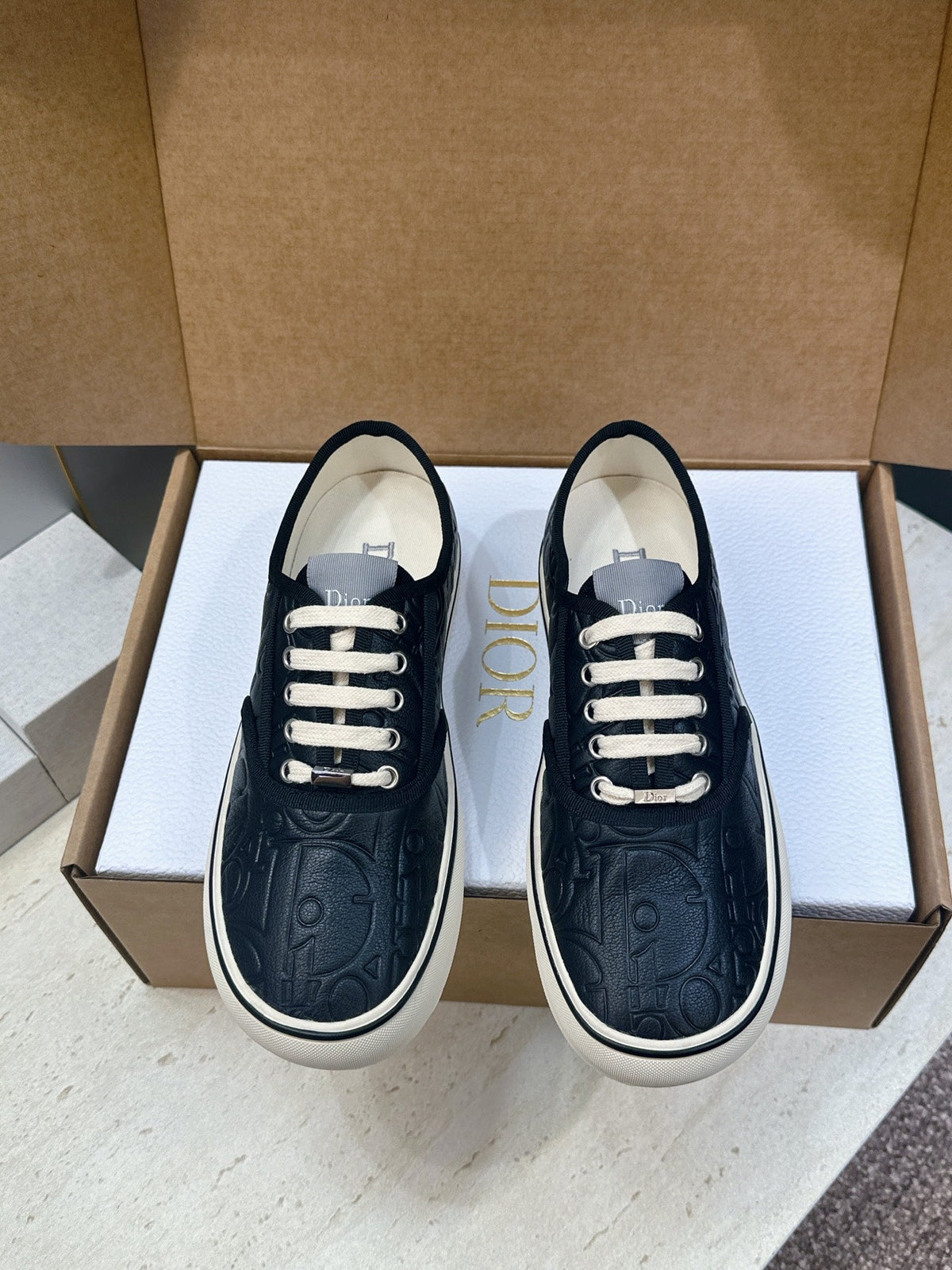 CD 26s Saltwind Sneakers Navy Blue Gravity Embossed Leather 118428