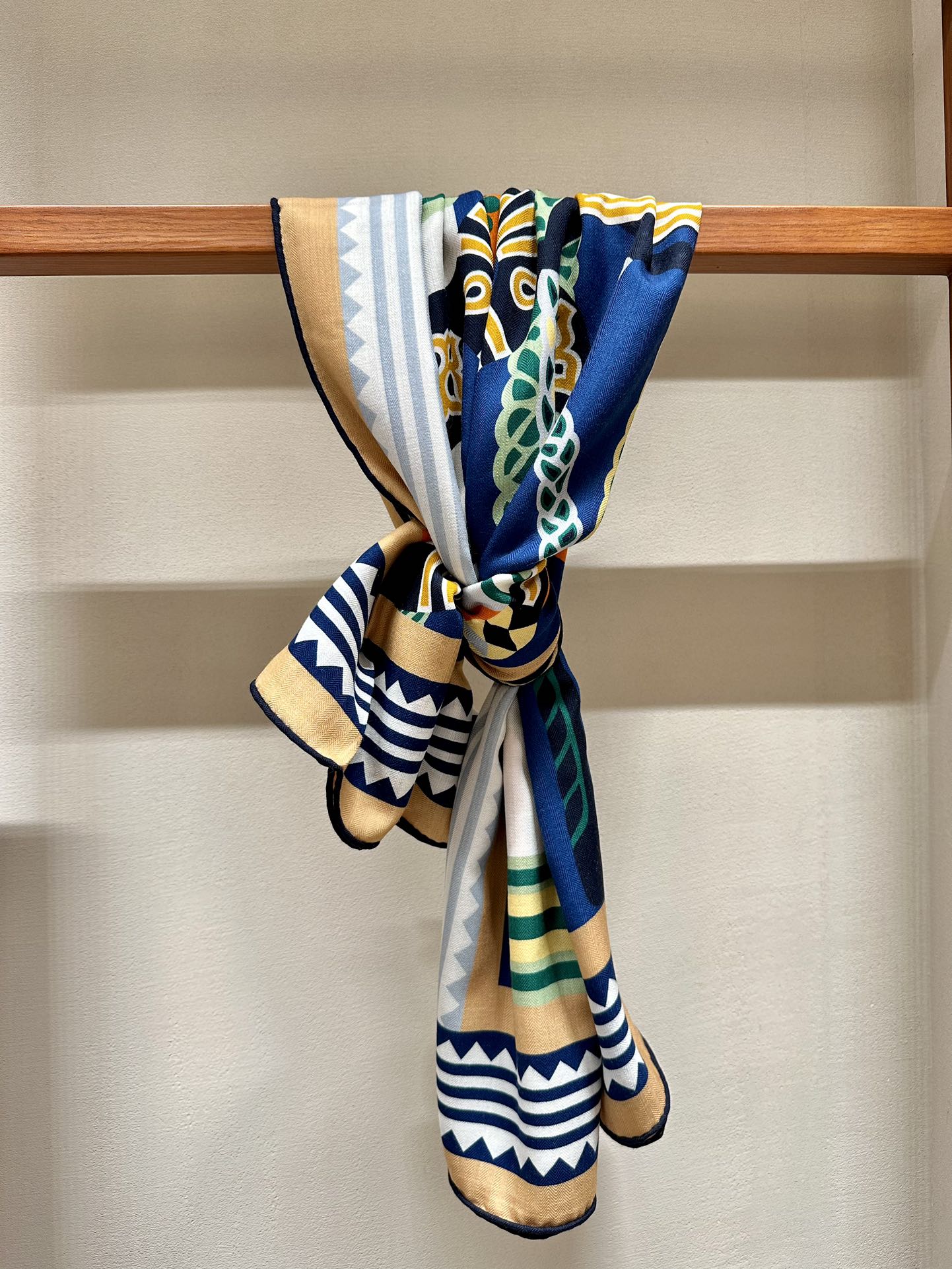 Fantaisie d'Etriers Scarf 140 CM Green Mix Blue Colorful Silk
