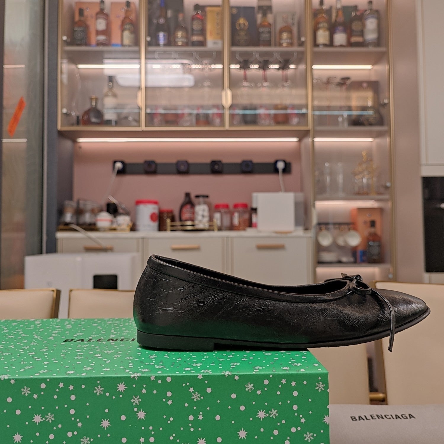 Balen 25 bow ballet flat black sheepskin 184478