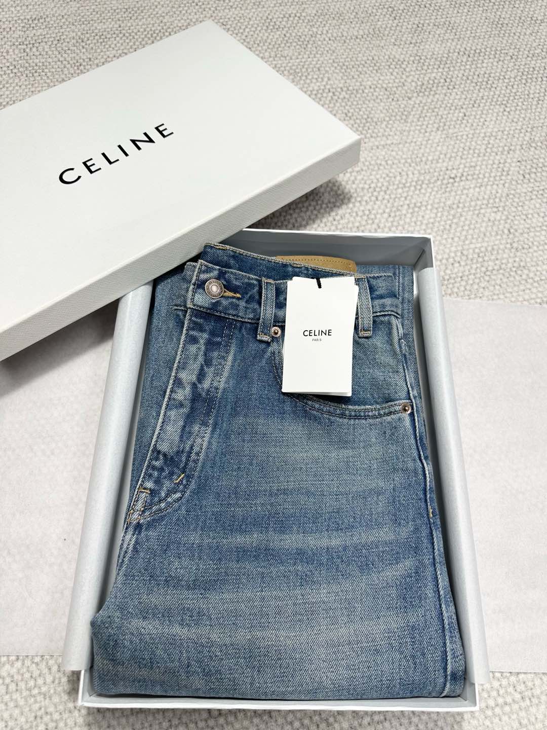 Celine Wide-leg Jeans Light Blue Cotton