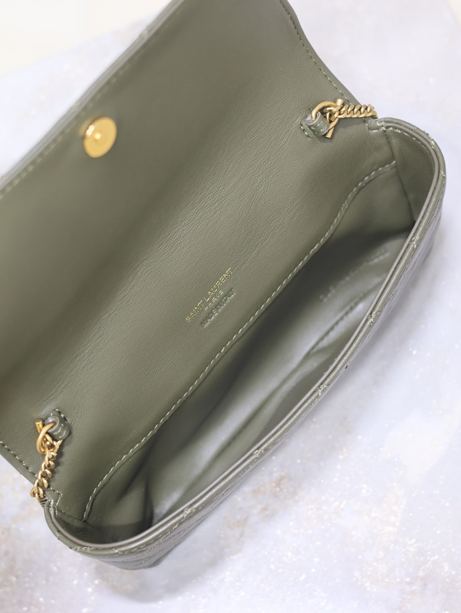 Prada Gaby Phone Bag 19cm Olive Green Quilted Leather