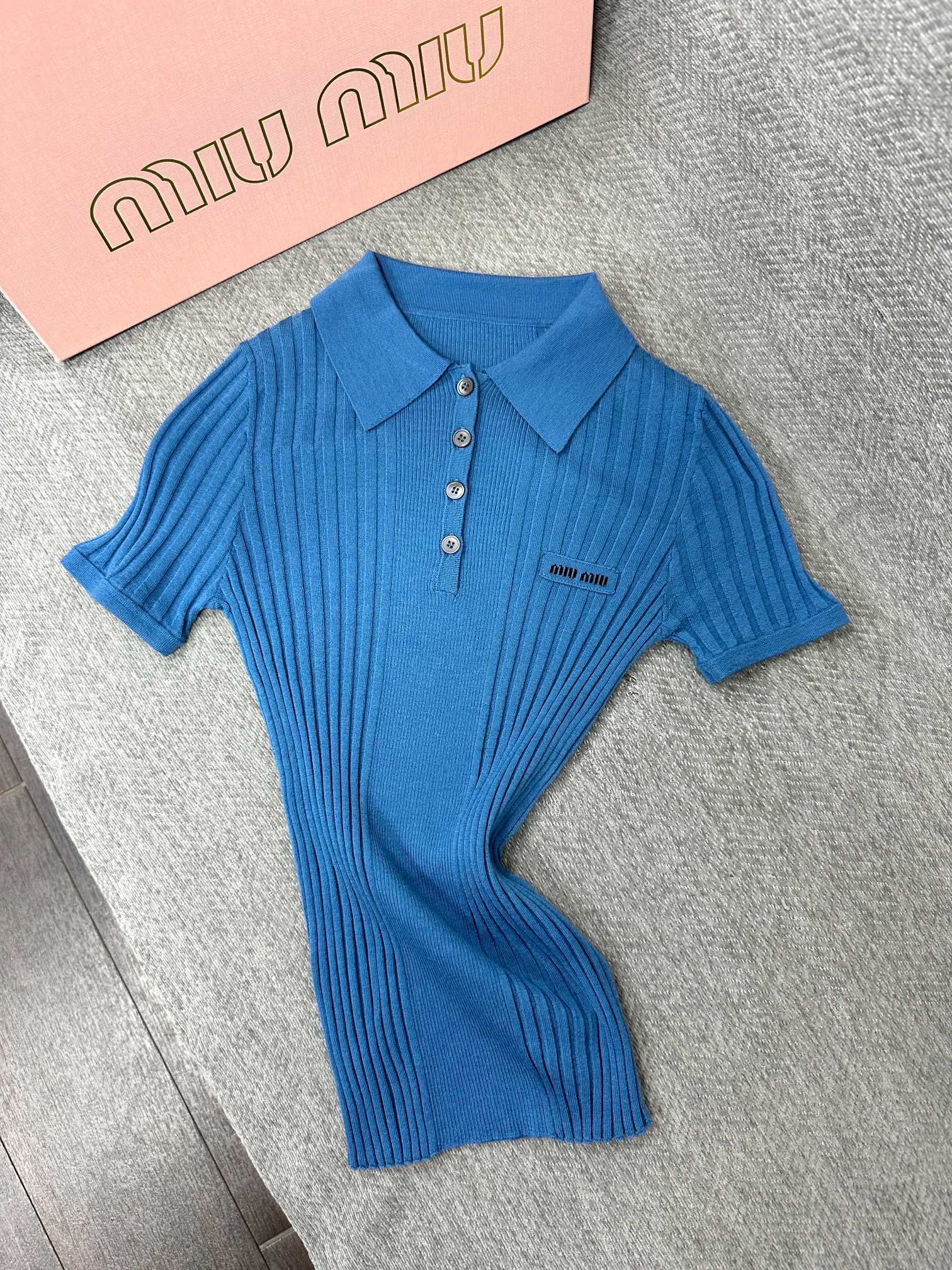 Miu Polo Shirt Aviator Blue Wool 336824