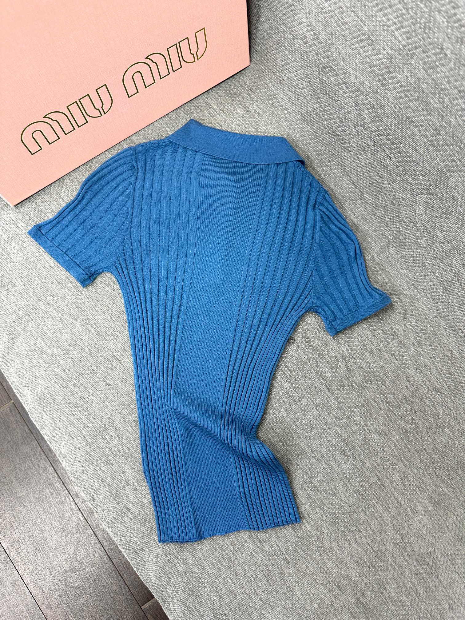 Miu Polo Shirt Aviator Blue Wool 336824