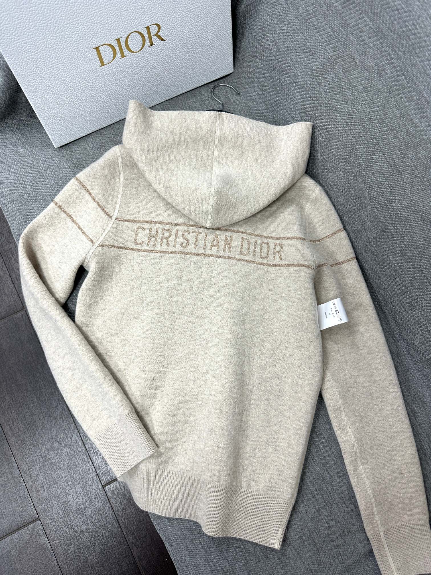 CD Reversible Zipped Cardigan with Hood Grey Cashmere 336827