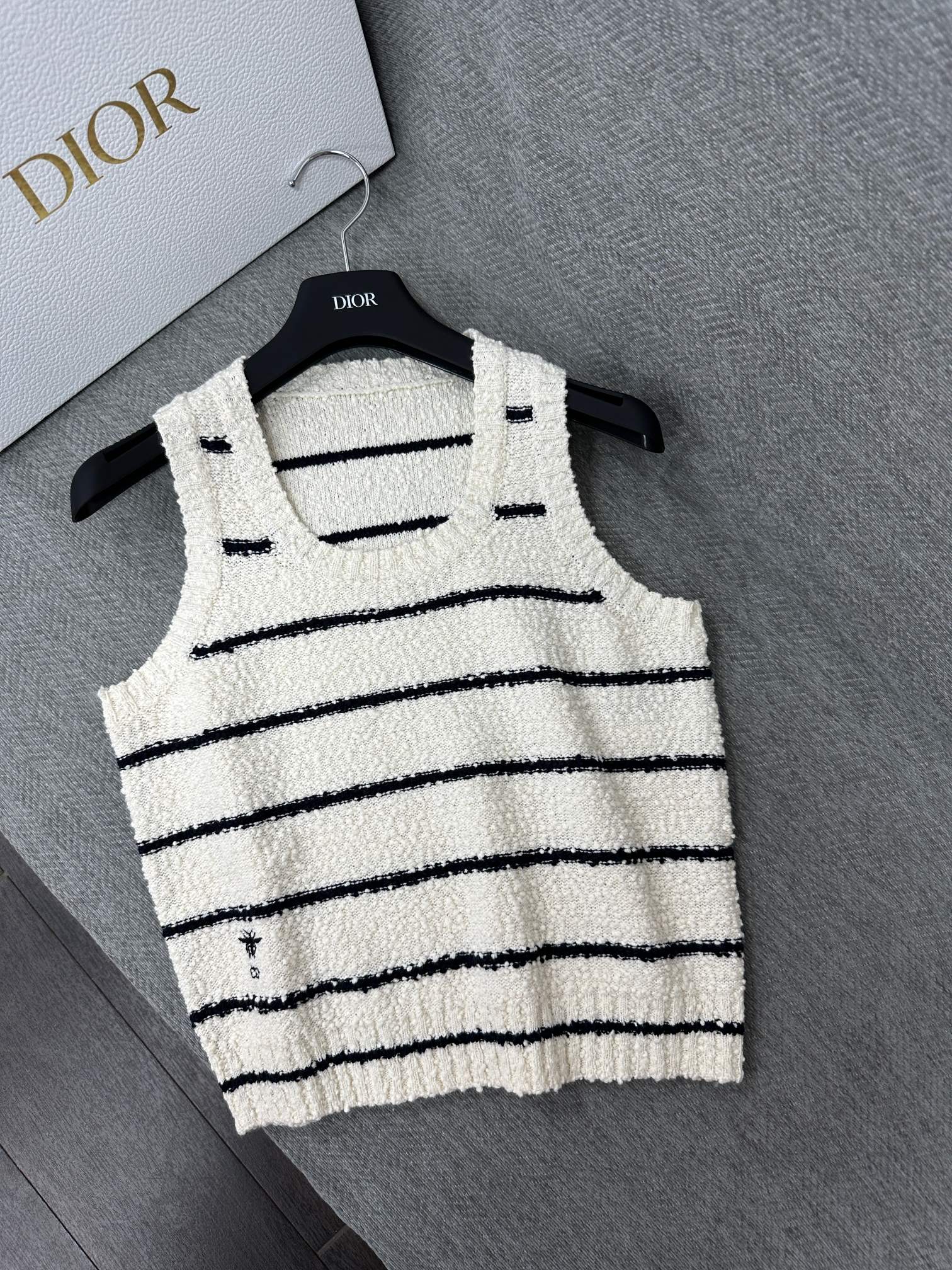 CD Marinière Twinset Striped Vest Black White Cotton Wool 345340