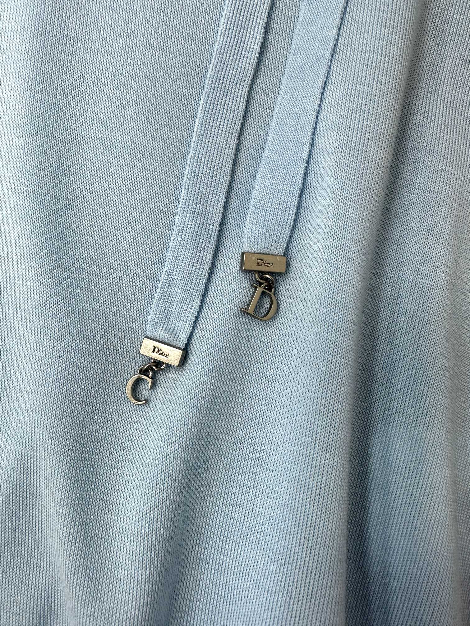 CD Short-Sleeved Fitted Sweater Sky Blue Silk Knit 349493