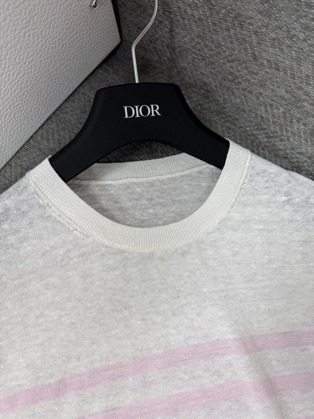 CD 26s Striped Short-Sleeved Shirt White Pink Linen 414788