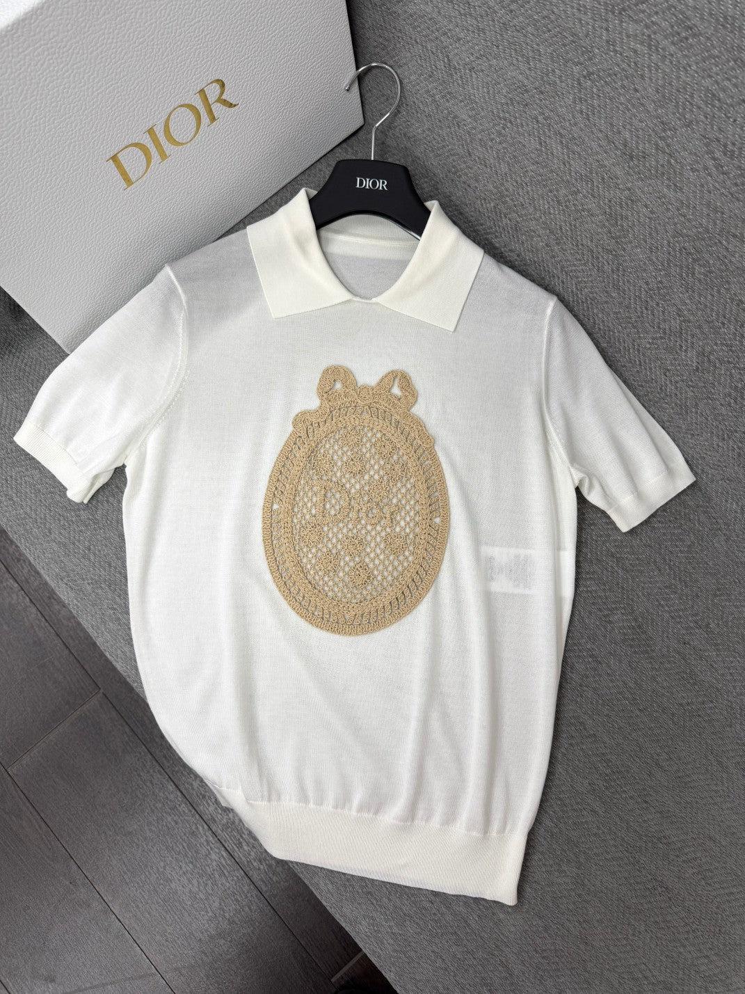 CD 26s Printed Embroidered Round Neck Long Sleeve White Cotton 414791
