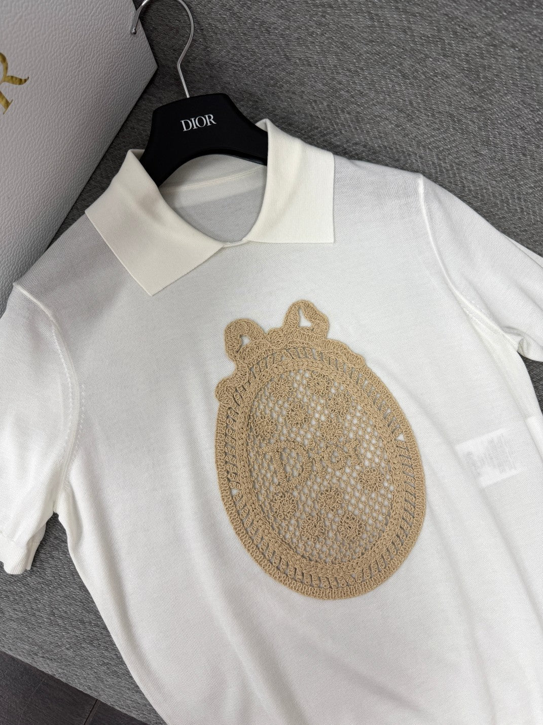 CD 26s Printed Embroidered Round Neck Long Sleeve White Cotton 414791