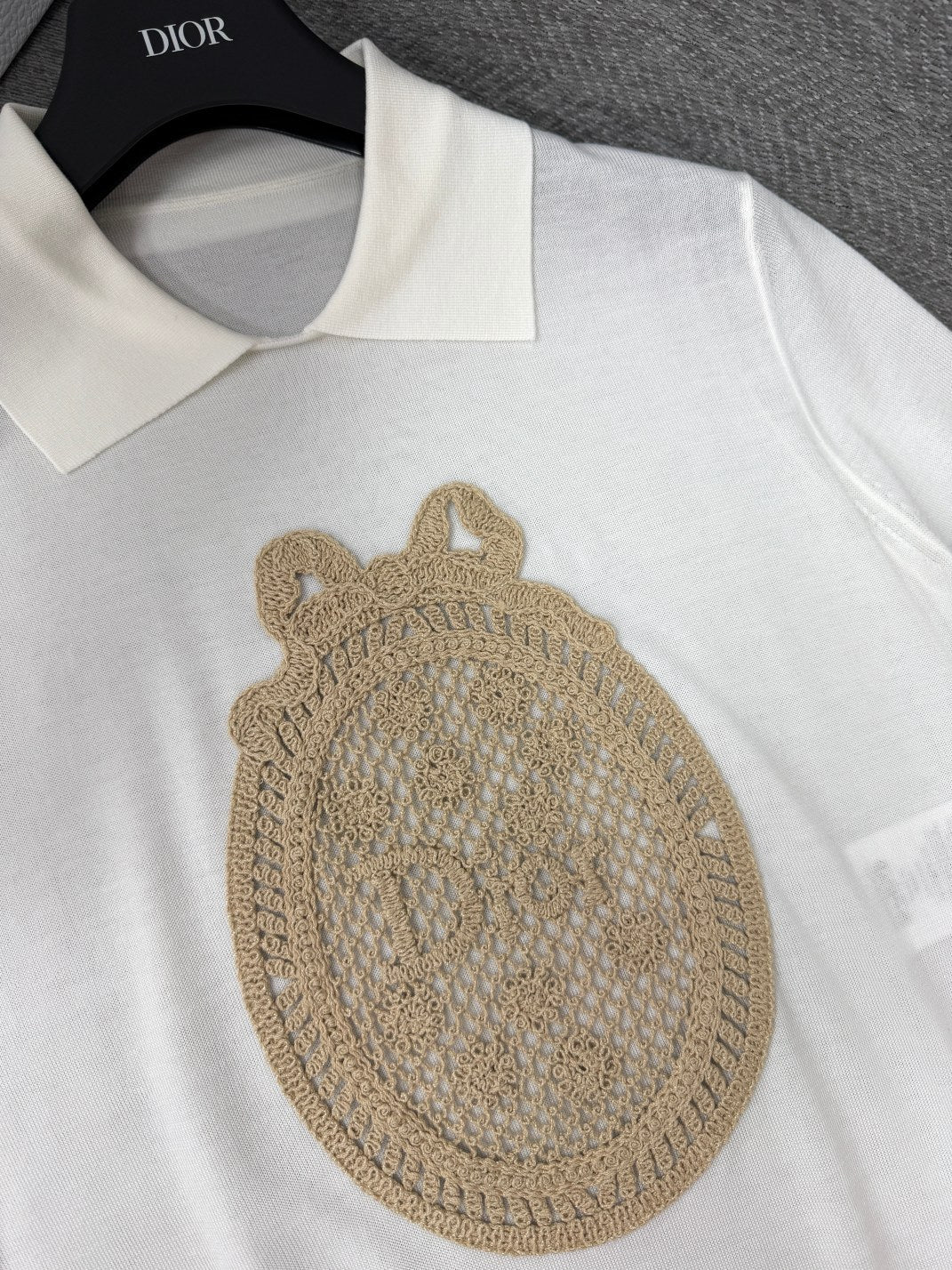 CD 26s Printed Embroidered Round Neck Long Sleeve White Cotton 414791