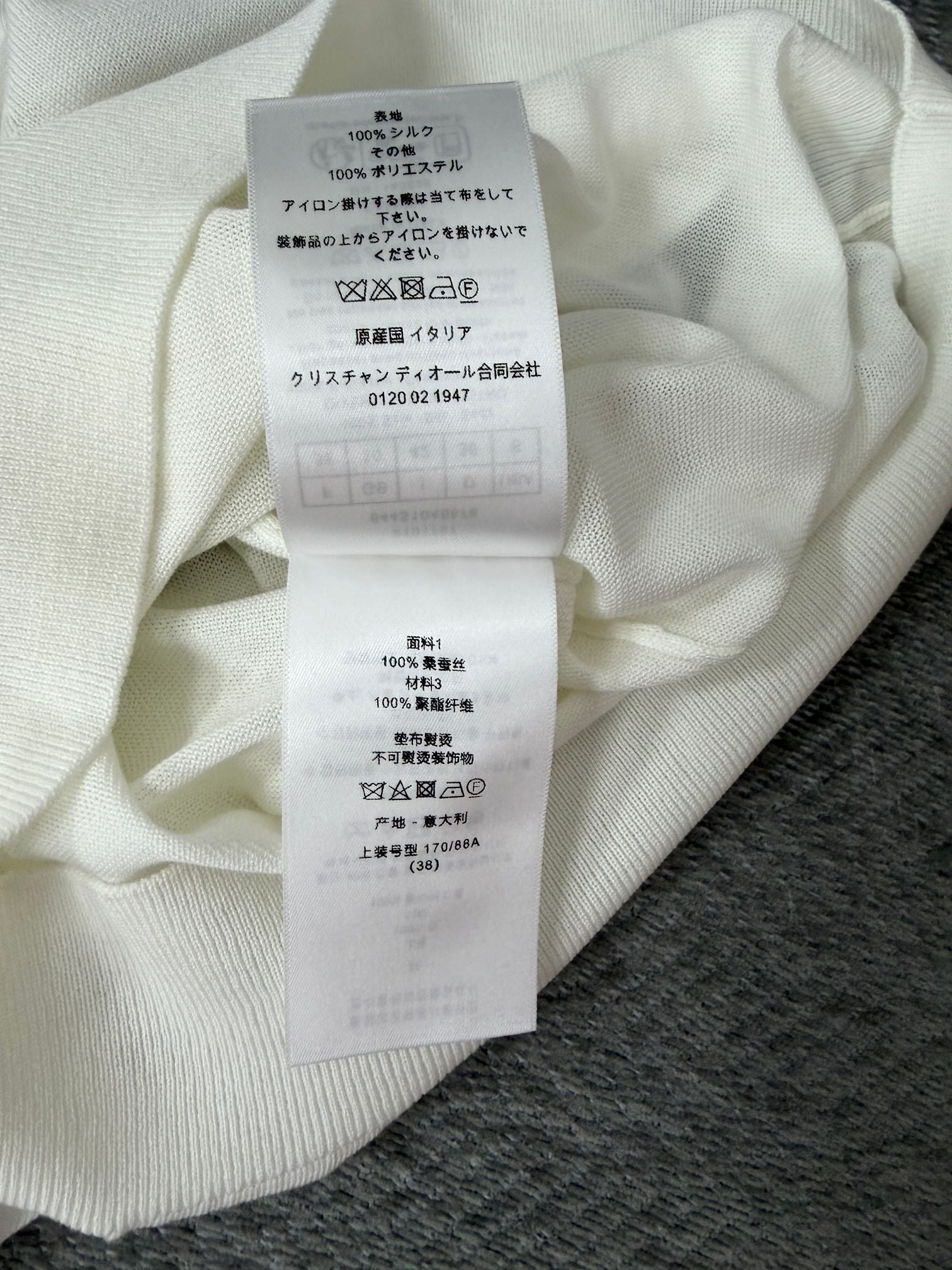 CD 26s Printed Embroidered Round Neck Long Sleeve White Cotton 414791