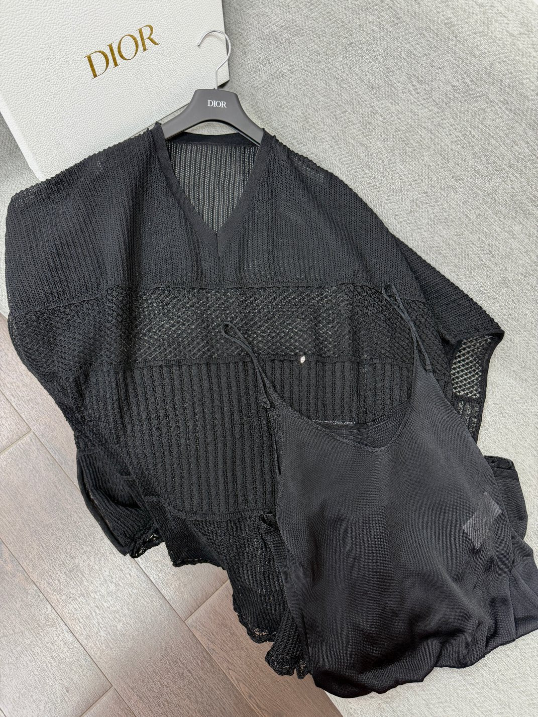 CD 26s Hollowed-Out Cover-Up Two-Piece Set Black Rayon 414832