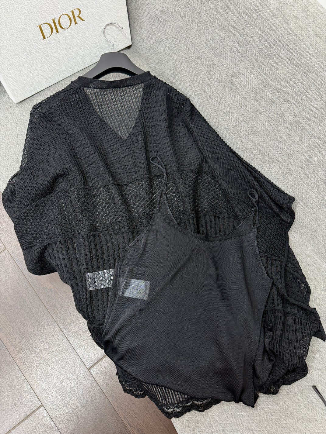CD 26s Hollowed-Out Cover-Up Two-Piece Set Black Rayon 414832