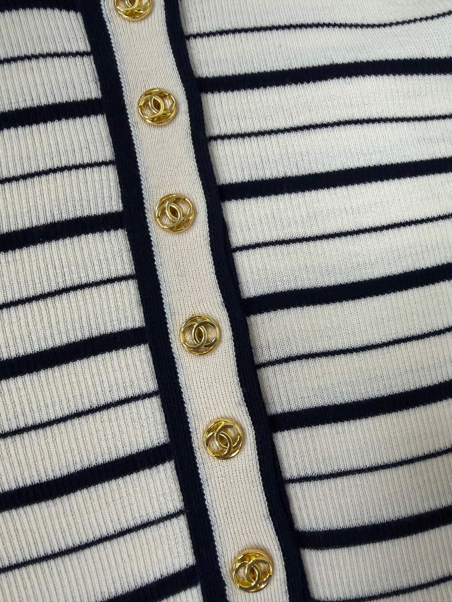 CC FW26 Striped Long-Sleeved Top Cream Black Cashmere Silk 414850