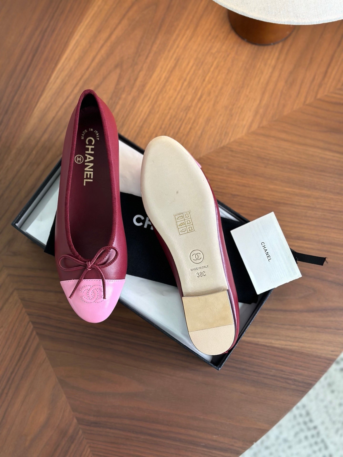 CC 26s Ballet Flat Pink Red Calfskin 938173
