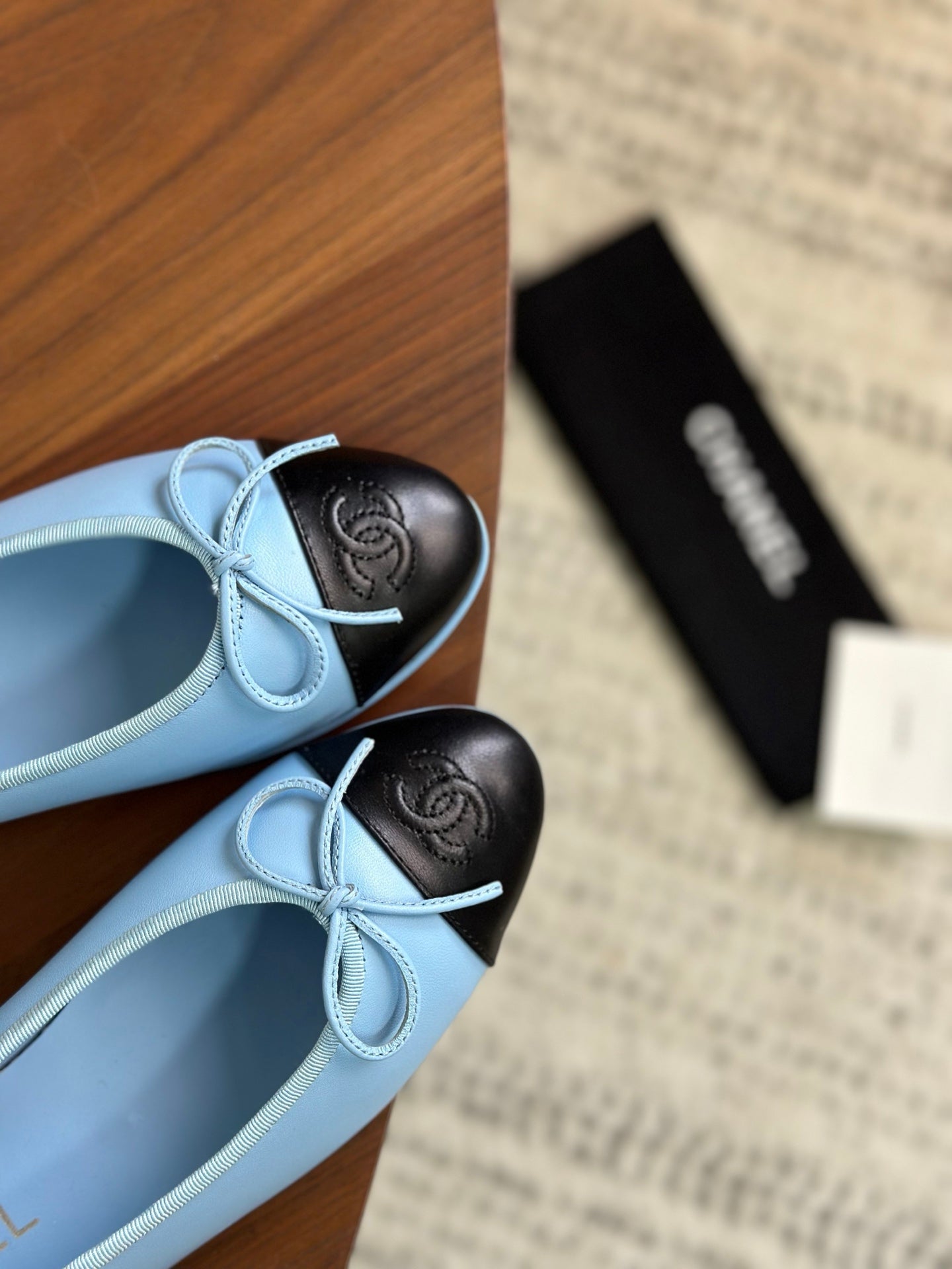 CC 26s Ballet Flat Blue Black Calfskin 938176