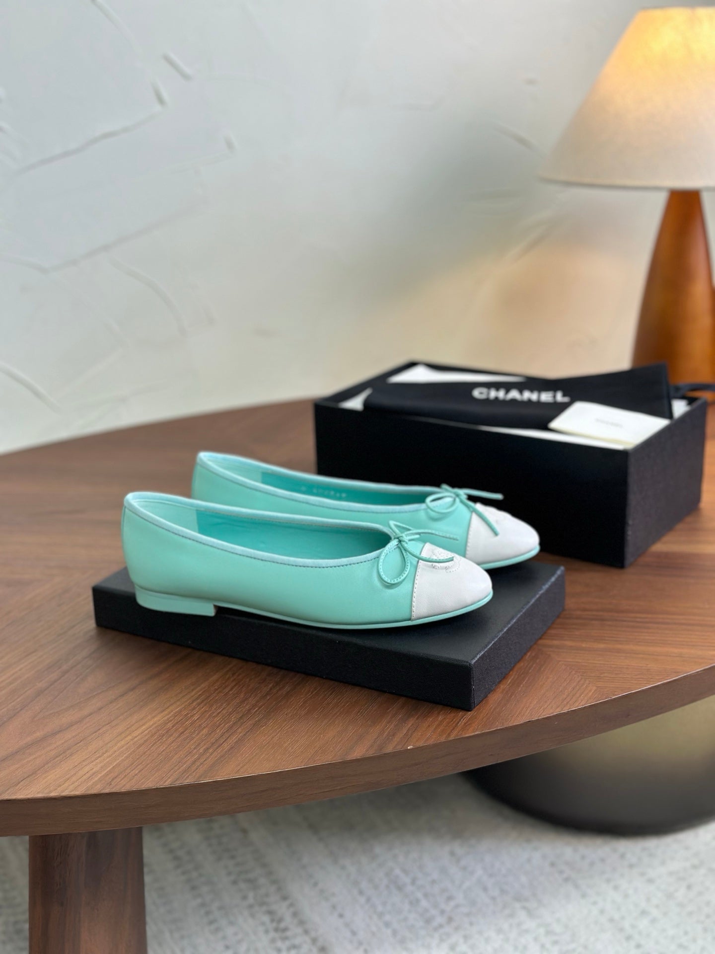 CC 26s Ballet Flat White Light Blue Calfskin 938178