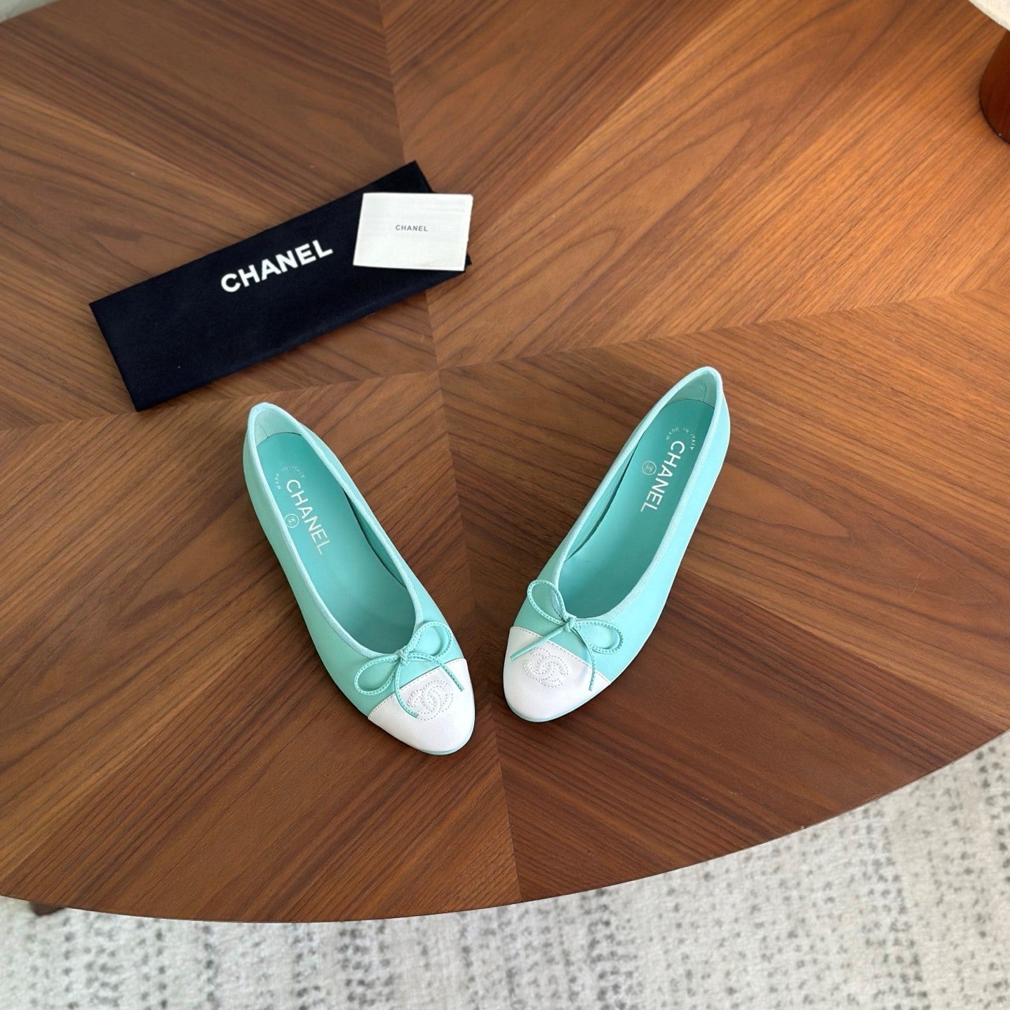 CC 26s Ballet Flat White Light Blue Calfskin 938178