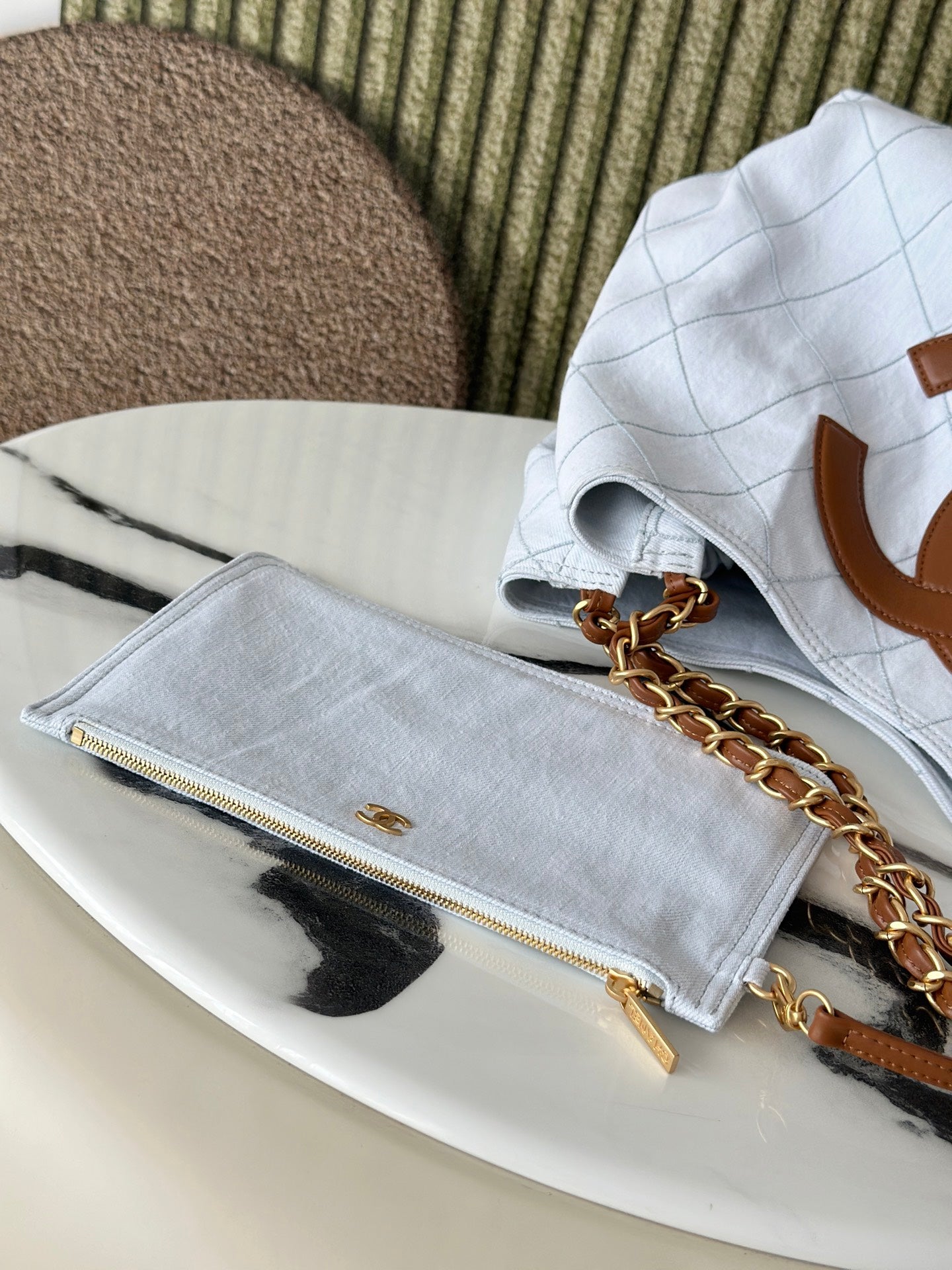CC Coco Beach 2026 Small Tote Brown White Calfskin