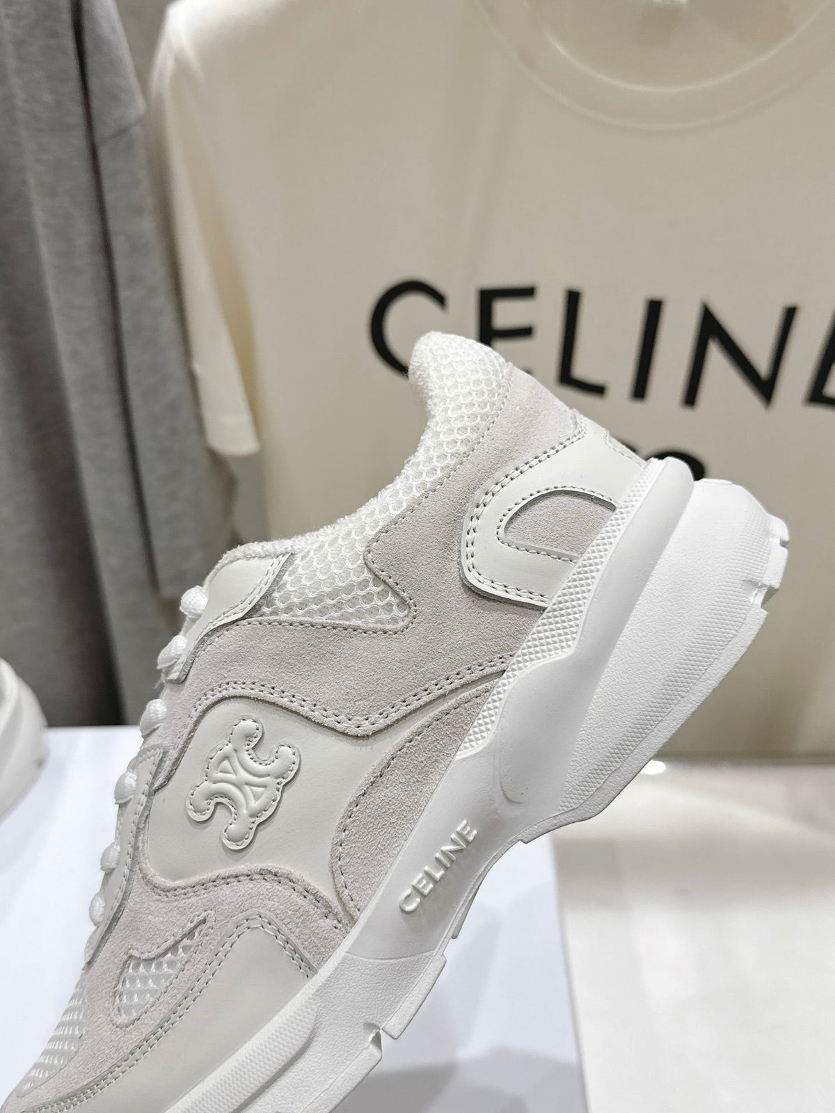 CE 26s Runner Sneakers 4cm White Suede Mesh 100142