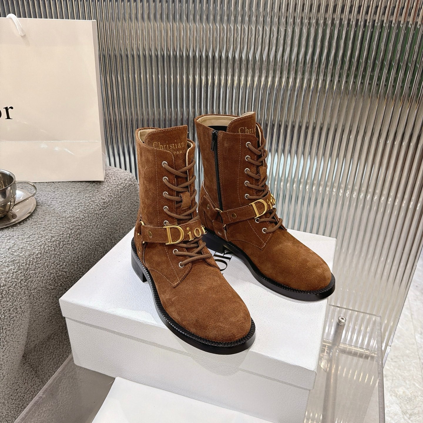 CD 26s Lace-Up Knee- Ankle Boots Brown Suede 924102