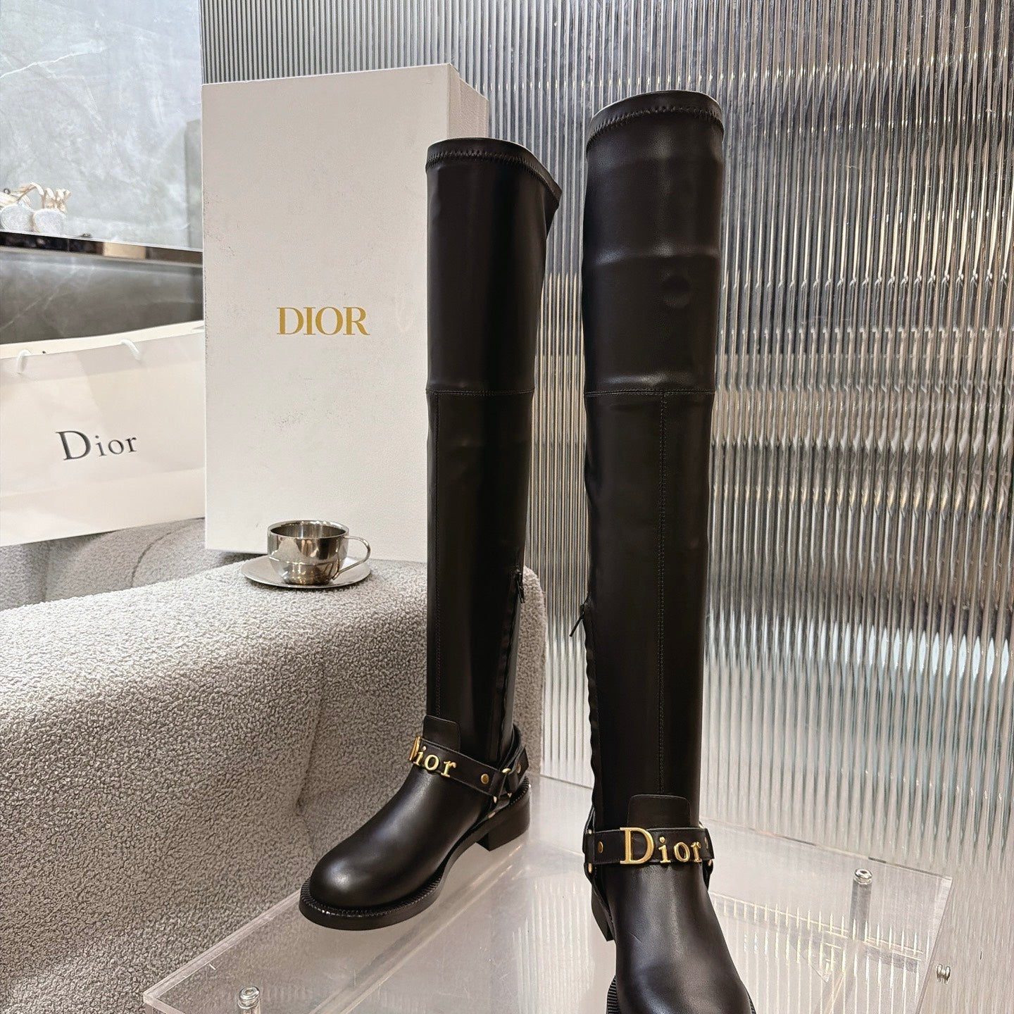CD 26s Bolt Over-The-Knee Boot Black Calfskin 924099