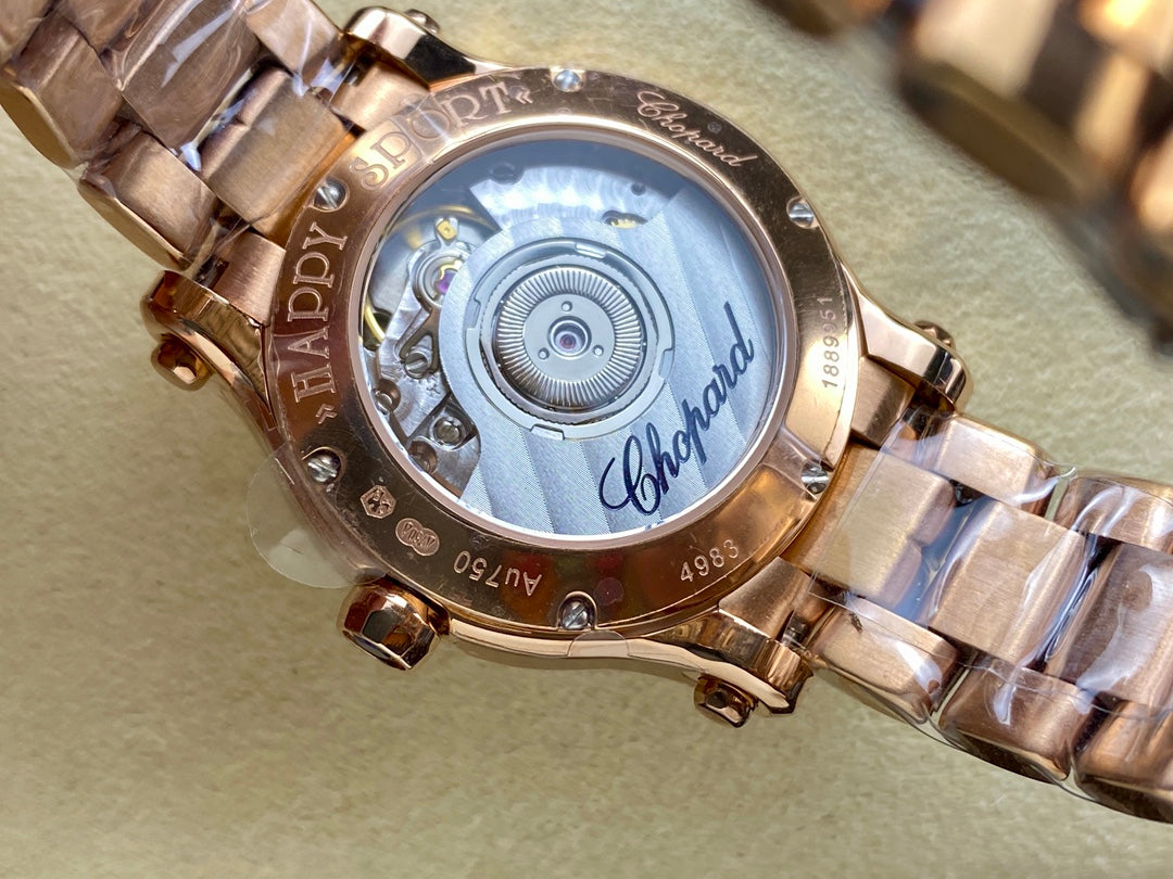 Happy Diamond 30mm Gold Blue Dial