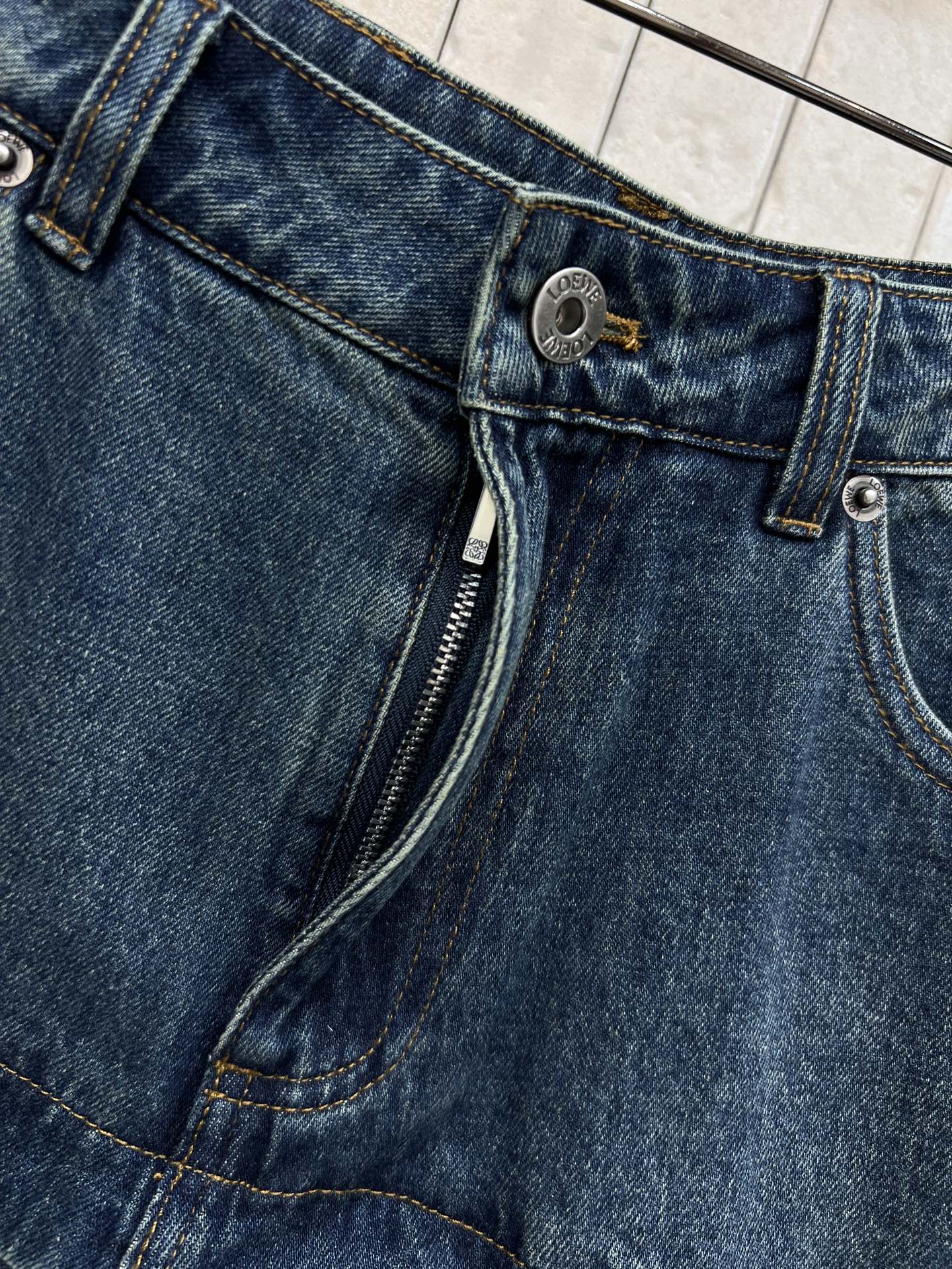Loewe 26s High-Waisted Wide-Leg Denim Cropped Pants 400688