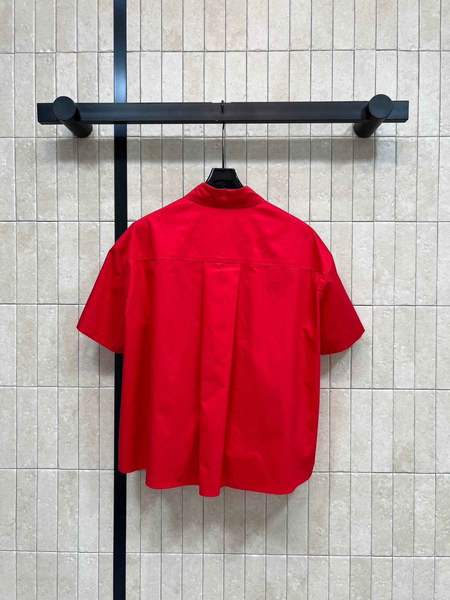 Loewe 26s Short Sleeve Trapeze Shirt Red Cotton 402858