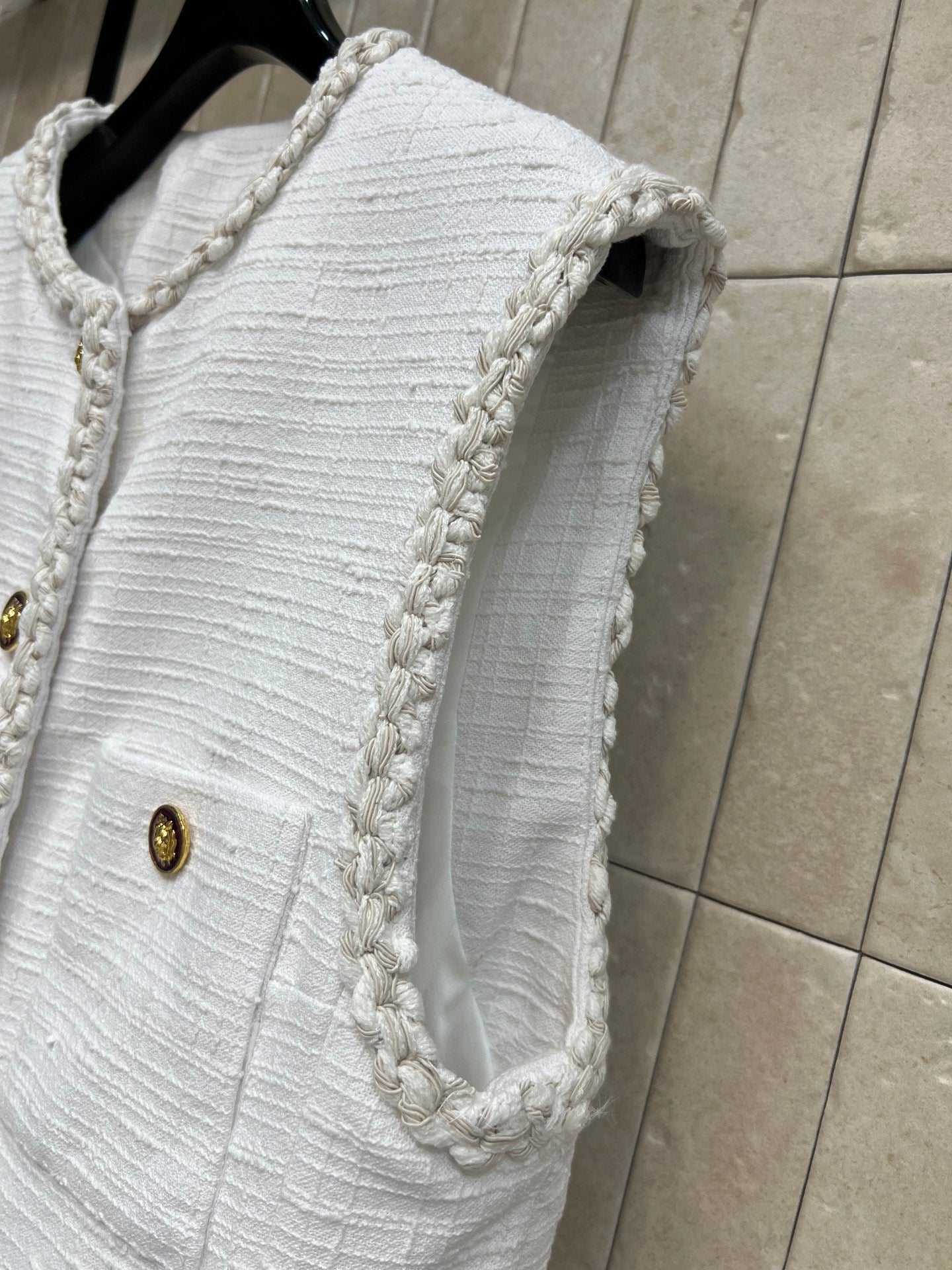 CC 26s Vest White Tweed Cotton 414763