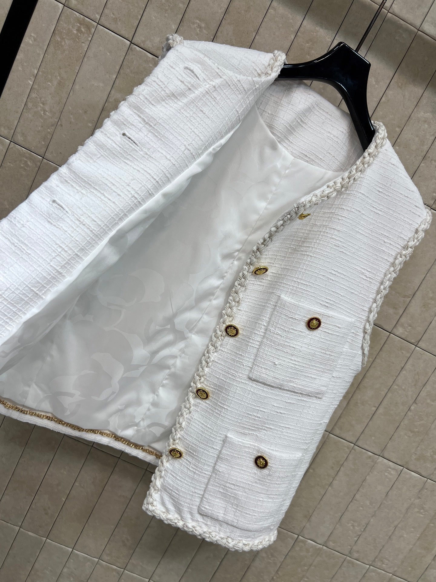CC 26s Vest White Tweed Cotton 414763