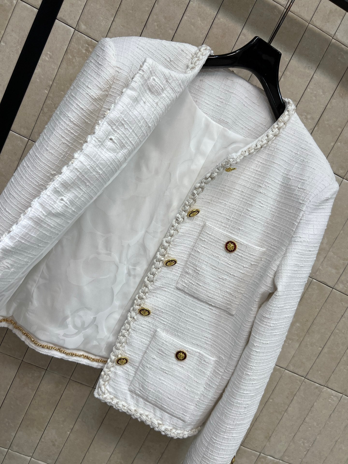 CC 26s Jacket White Tweed Cotton 414766