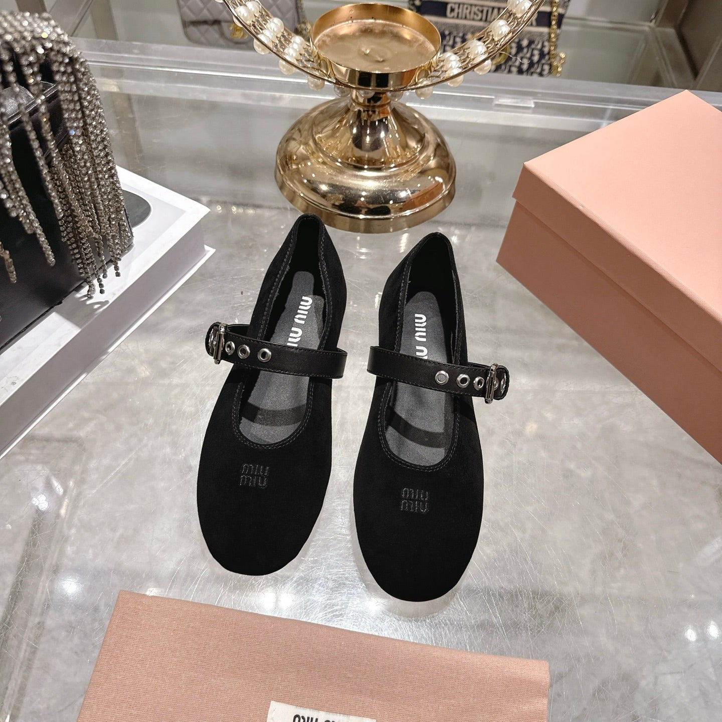 Miu 26s Ballerinas Black Suede 679780