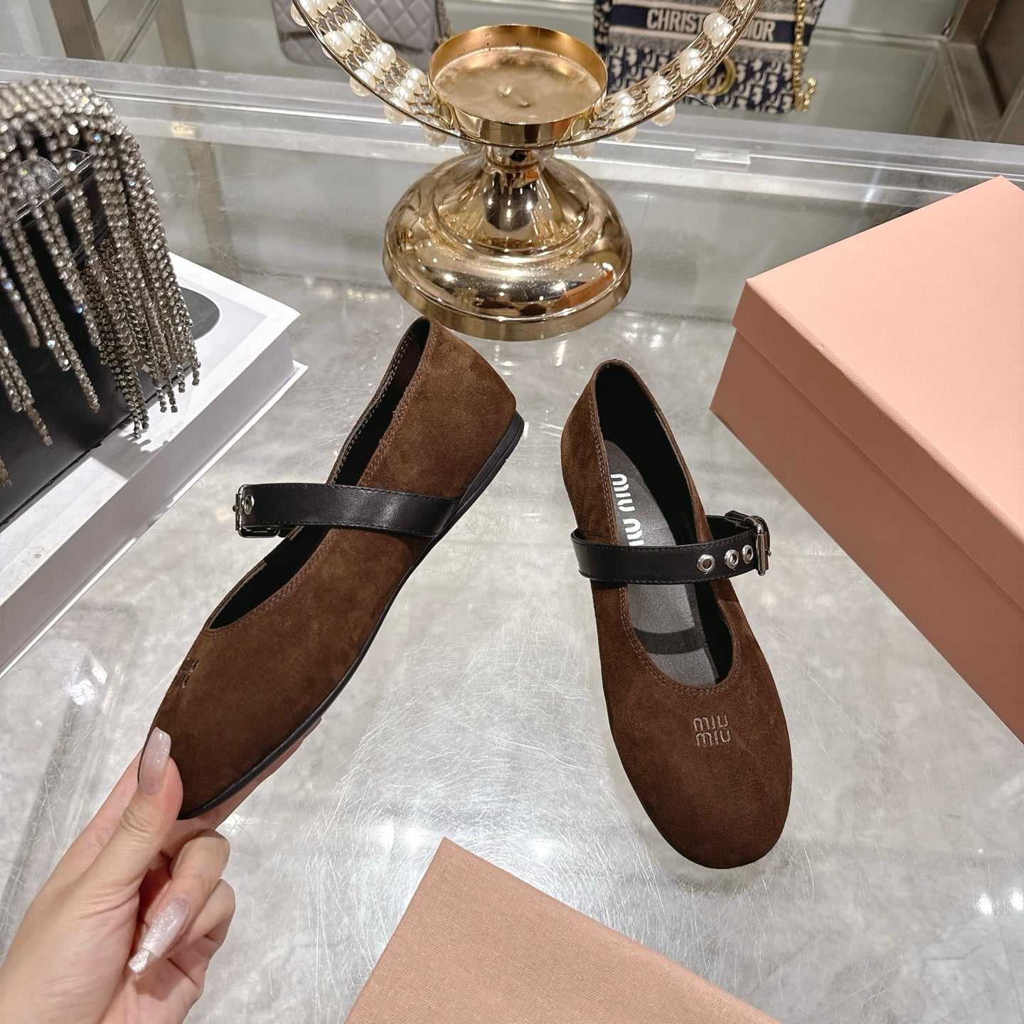 Miu 26s Ballerinas Chocolate Suede 679781