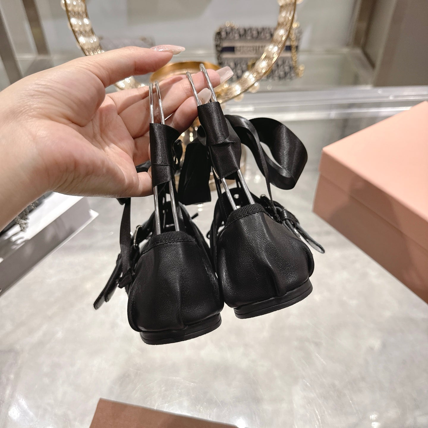 Miu 26s Ballerinas Black Leather 679786