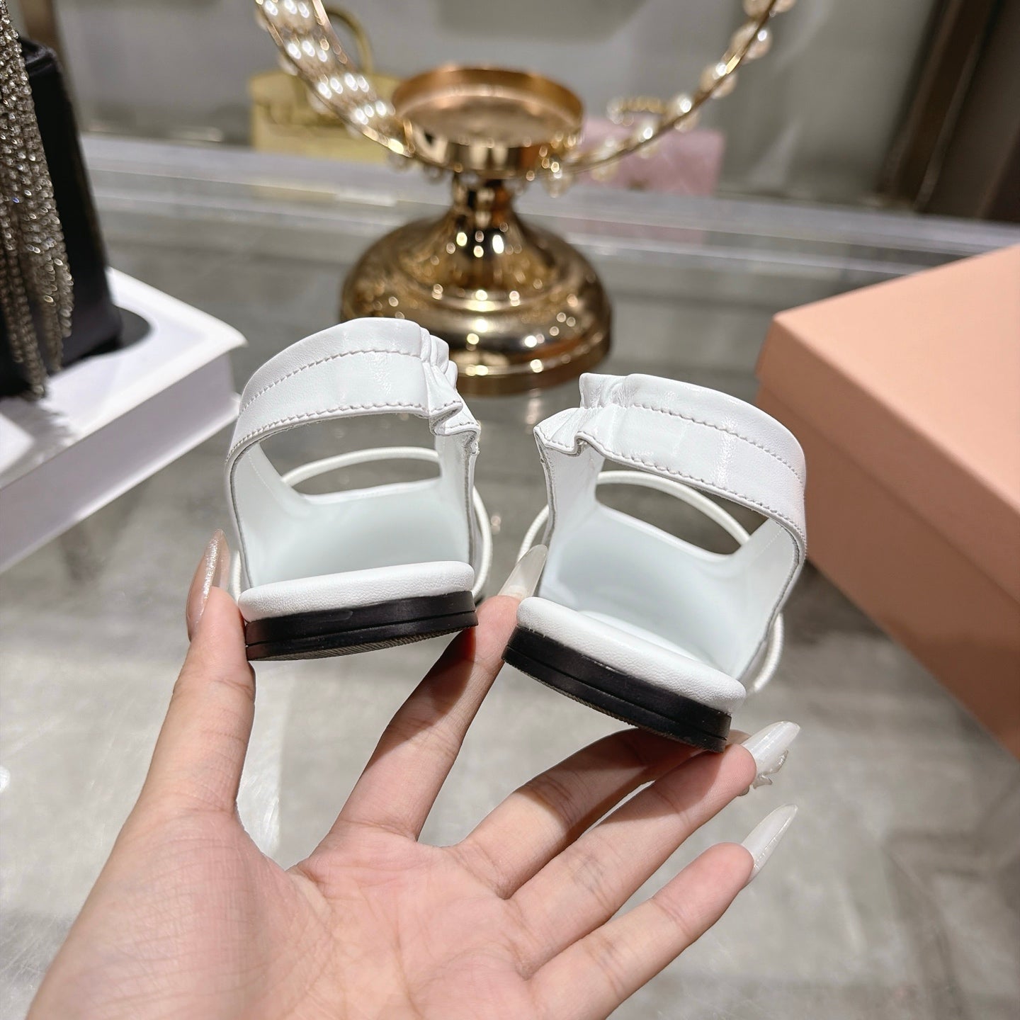 Miu Miu Slingback Flats White Leather 901739