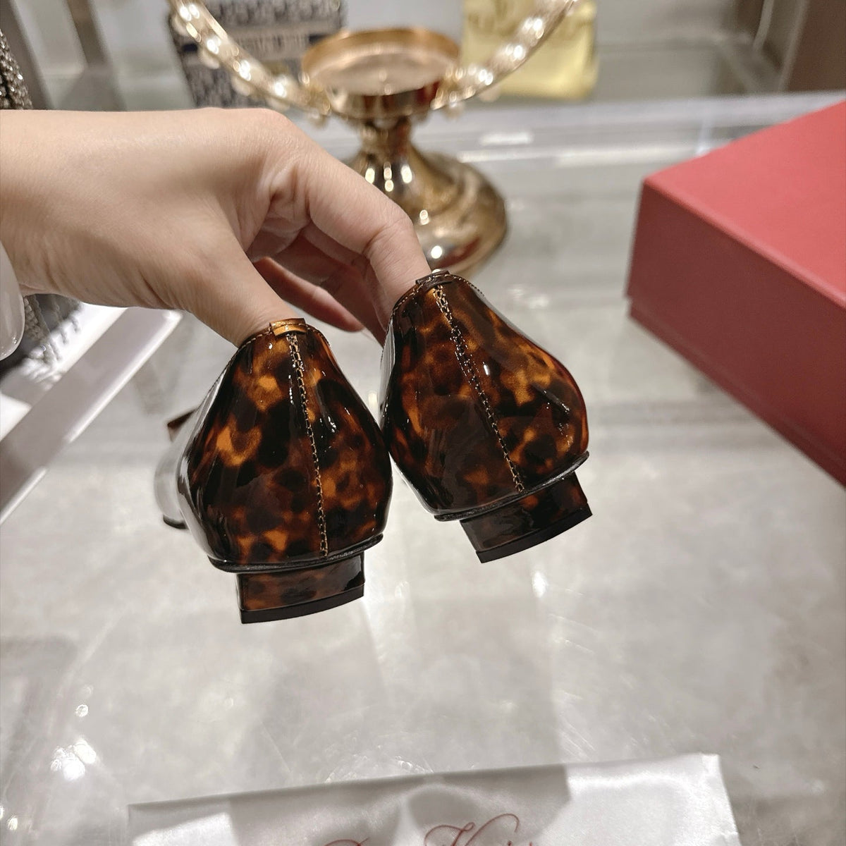 RV 26s Belle Vivier Pumps 2.5cm Tortoiseshell Patent 999731