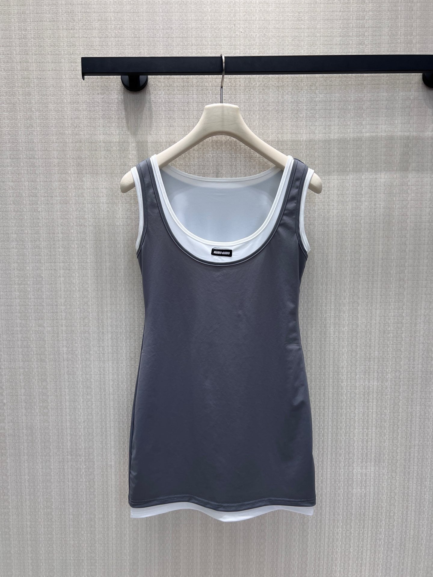Miu Stretch Jersey Mini-Dress Steel Gray Nylon 394262
